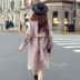 Áo khoác len nữ mùa thu đông phiên bản Hàn Quốc 2018 khí chất mới quý cô thanh lịch eo thon dài - Áo khoác dài