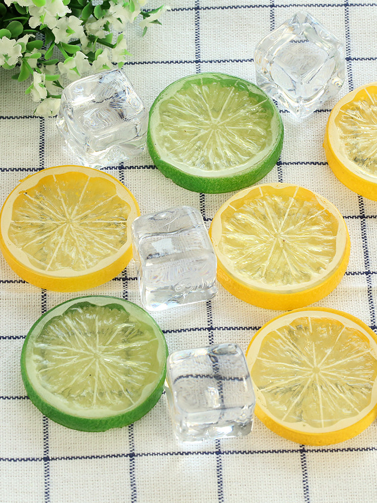 Simulation lemon slice 2 price photography aids Food cup water with ornaments Photo shooting props