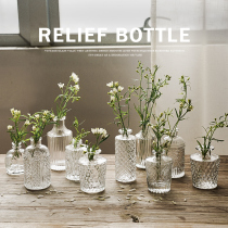 French retro relief transparent glass vase living room flower arrangement decoration photo props ins photography background ornaments