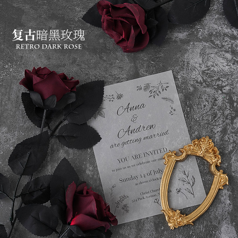 Retro black simulation rose photo props ornaments clapping flower photography decoration shooting background