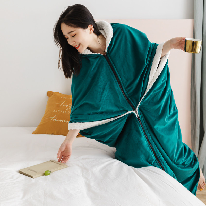 Winter Thickening Warm Cloak Shoulder Nap Coral Suede Blanket Sofa Sloth Office Cloak Flannel Suede Blanket