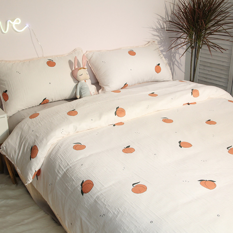 Japan-style All-cotton Double Layer Gauze Cartoon Four Sets Baby Class Pro-Skin Pure Cotton Three Style Nude Sleeping Bed Bedding