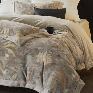 American-Style Retro Milk Velvet Warm Four-Piece Set with a High-End Feel, Coral Fleece Duvet Cover, Bed Sheet, and Bedding for the Master Bedroom