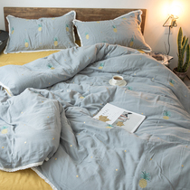 (M R) Baby grade pure cotton double layer yarn ins Girl Hearts All-cotton Soft Cute 4 4 pieces CHEN Pineapple Embroidery