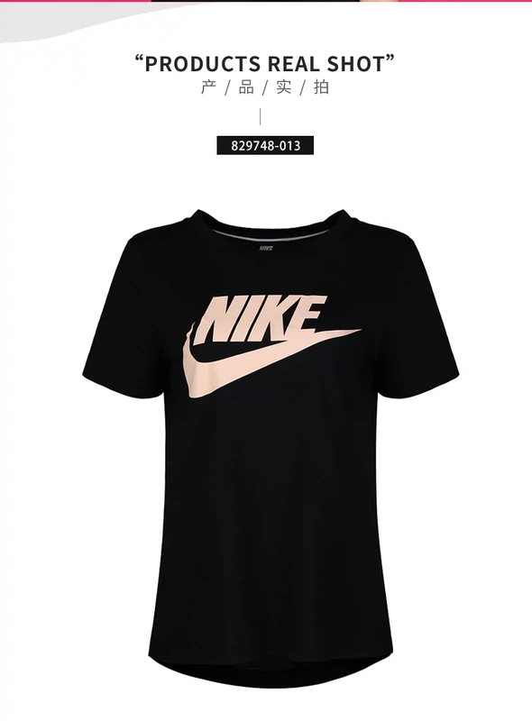 Áo thun Nike mùa hè nữ thể thao mới thoáng khí cổ tròn thể thao tay ngắn giản dị 846469-010 - Áo phông thể thao