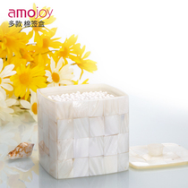 Amojoy creative shell cotton swab box Living room desktop with cover toothpick jar European cotton storage jewelry box