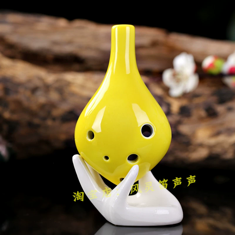 Gỗ lửa men màu Ocarina 6 lỗ Alto C tông sáu lỗ AC men màu dài miệng kẹo Ocarina người mới bắt đầu giới thiệu nhạc cụ học sinh - Nhạc cụ dân tộc
