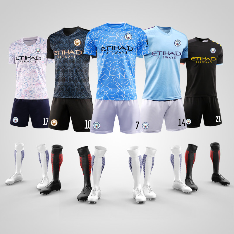 20-21 Manchester City adult children's ball suit custom printed No 7 training uniform No 10 Aguero