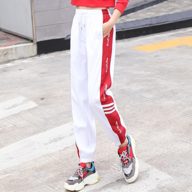 Sports pants girls handsome pants street shooting ulzzang2022 summer new student casual hip-hop Korean version loose