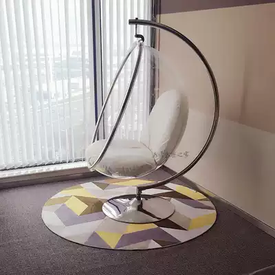 Creative high transparent acrylic hanging chair hanging basket stainless steel bracket floor swing round Space Chair fun rocking chair