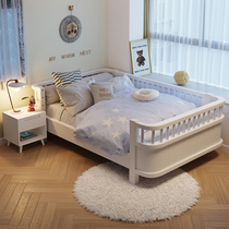 Solid wood childrens bed with guardrail bed for girls princess bed spliced ​​large bed boys 1.2 meter single anti-fall fence bed