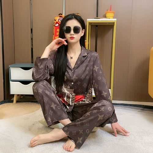 Летняя шелковая пижама для влюбленных, осенний лонгслив, штаны, комплект, изысканный стиль