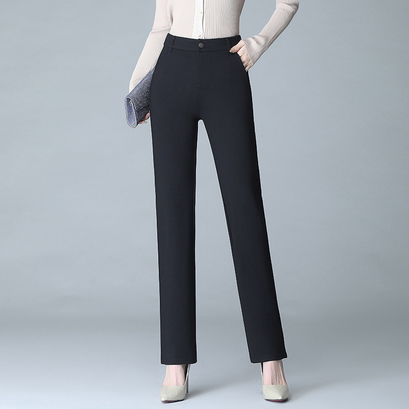 Straight pants women's spring and autumn models 2022 new high waist loose large size women's pants elastic casual pants OL professional long pants