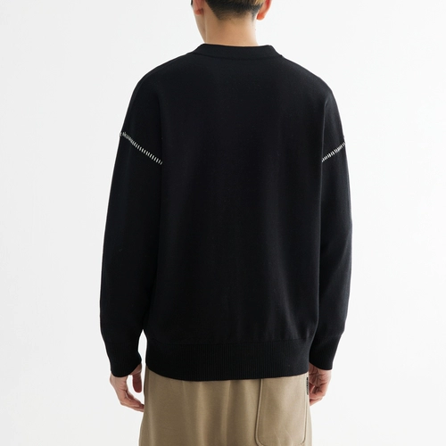 WOOG2005 Черный кардиган, осенний трикотажный свитер, V-образный вырез