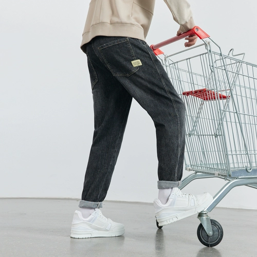 WOOG2005 Эластичные мягкие синие джинсы для отдыха, демисезонные штаны