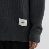 Утепленный демисезонный трикотажный свитер, круглый воротник, оверсайз