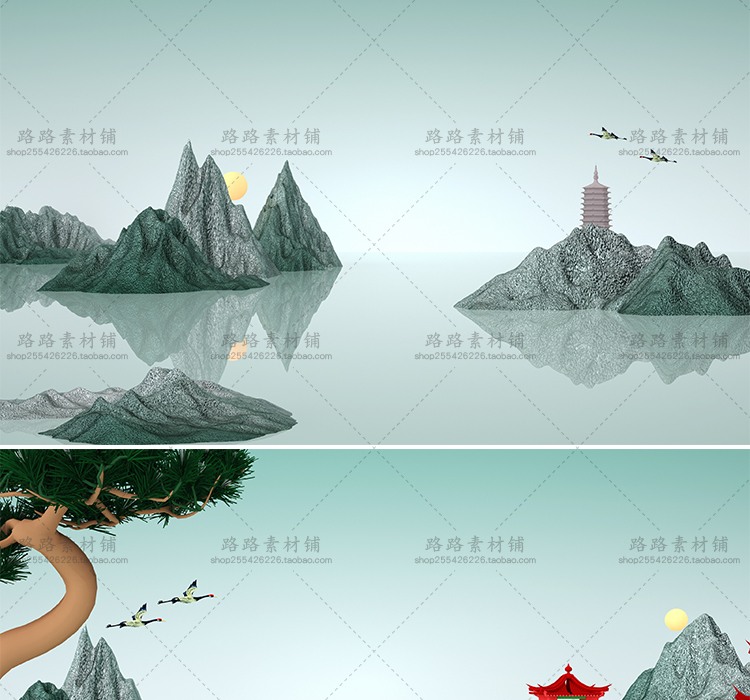 模型-C4D国潮场景模型精选集，110个C4D文件+PSD文件+JPG预览图插图20小新卖蜡笔