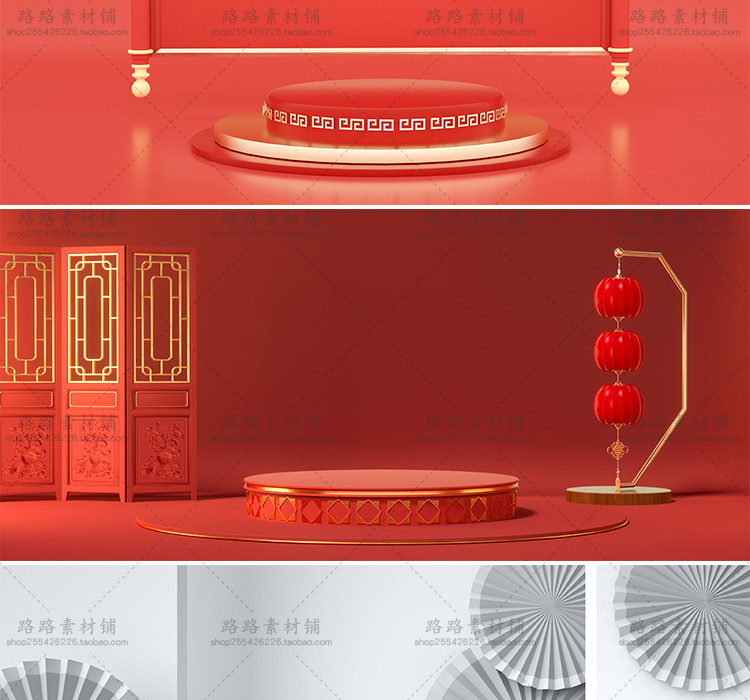 模型-C4D国潮场景模型精选集，110个C4D文件+PSD文件+JPG预览图插图17小新卖蜡笔