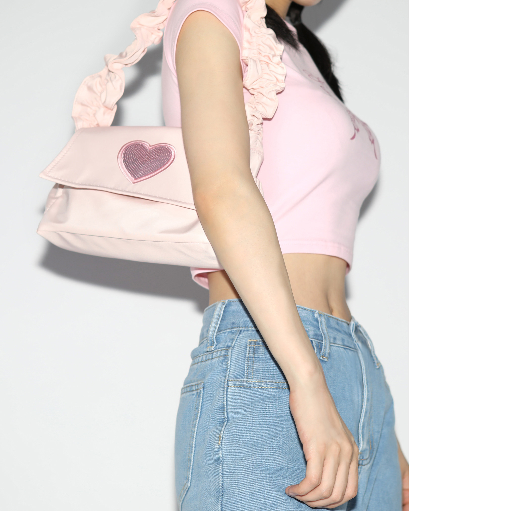 Girls shoulder bag casual all-match armpit bag Y2K millennium hot girl fold cute lace handbag bag ins style