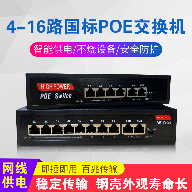 Monitor POE power supply switch Gigabit webcam POE splitter 4 ports 5 ports 16 ports 8 ports