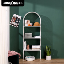 Maifan Nordic simple floor-to-ceiling wrought iron bookshelf magazine rack Living room storage rack display rack Multi-layer shelf