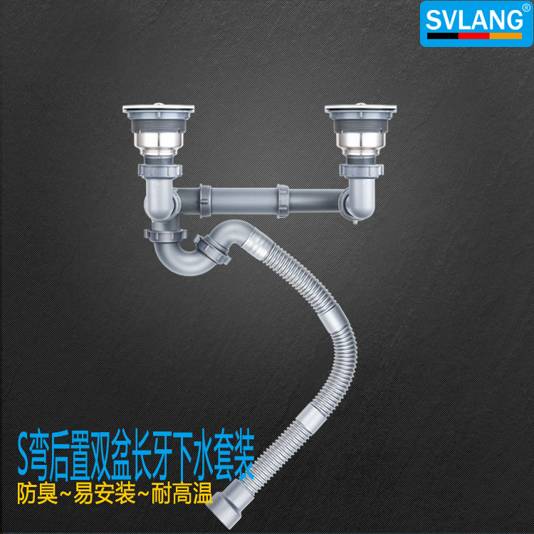 Wilang Kitchen Long Tooth Sewer Double Trough Washbasin Suit Quartz Stone Acrylic Sink Marble Wash Basin Ceramic Basin