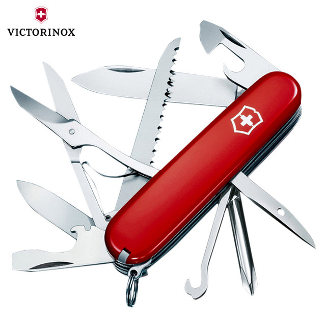 ຕົ້ນສະບັບຂອງແທ້ຈິງ Victorinox Swiss Army Knife 91MM Farmer 1.4713 imported multi-functional outdoor folding Swiss knife