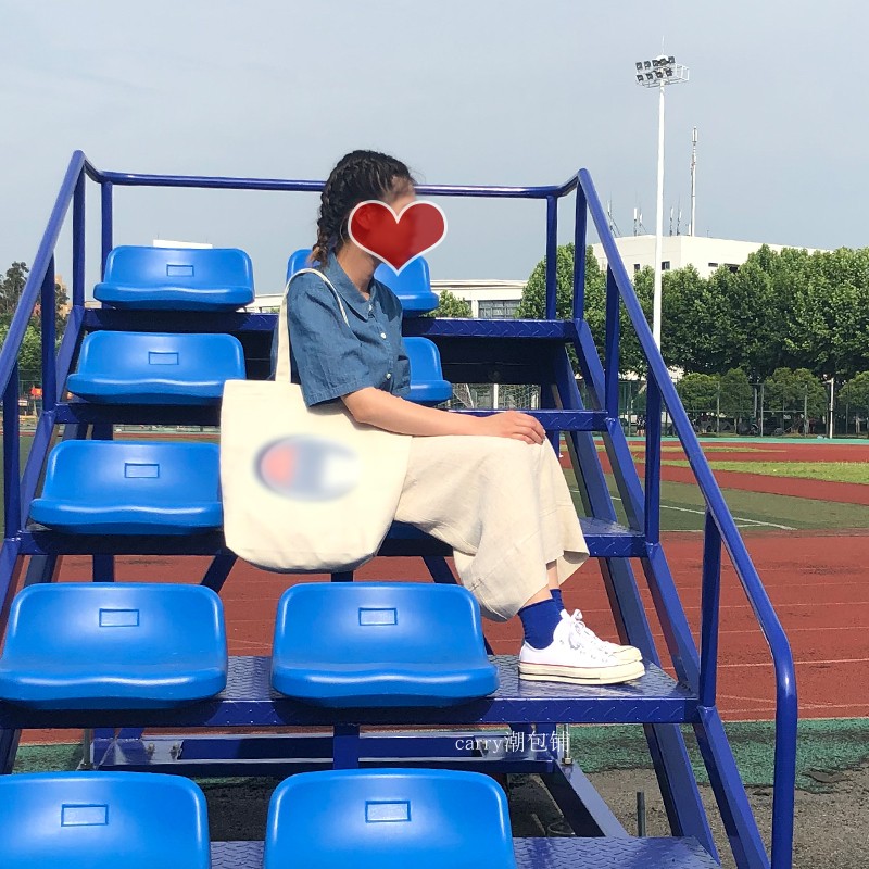 日韩ins超火单肩冠军帆布包大C手提购物袋潮流
