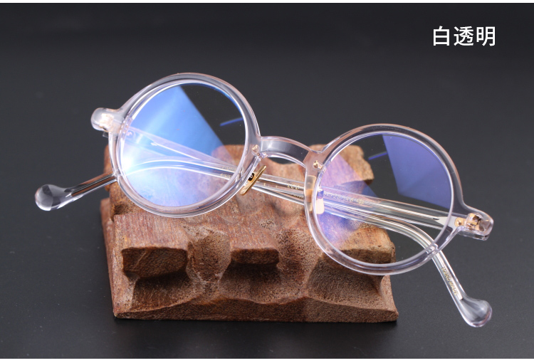 Kính thủ công kính gọng tròn gọng kính gọng kính gọng kính nam retro khung đen mắt tròn celluloid trong suốt kính râm cận