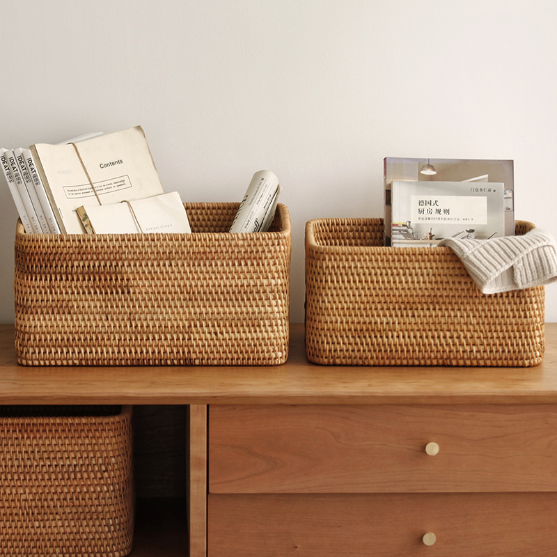 Containing basket Rattan Chdesktop Finishing Box Clothing Lingerie Containing Box Women Toys Snacks Living Room Home Containing Box