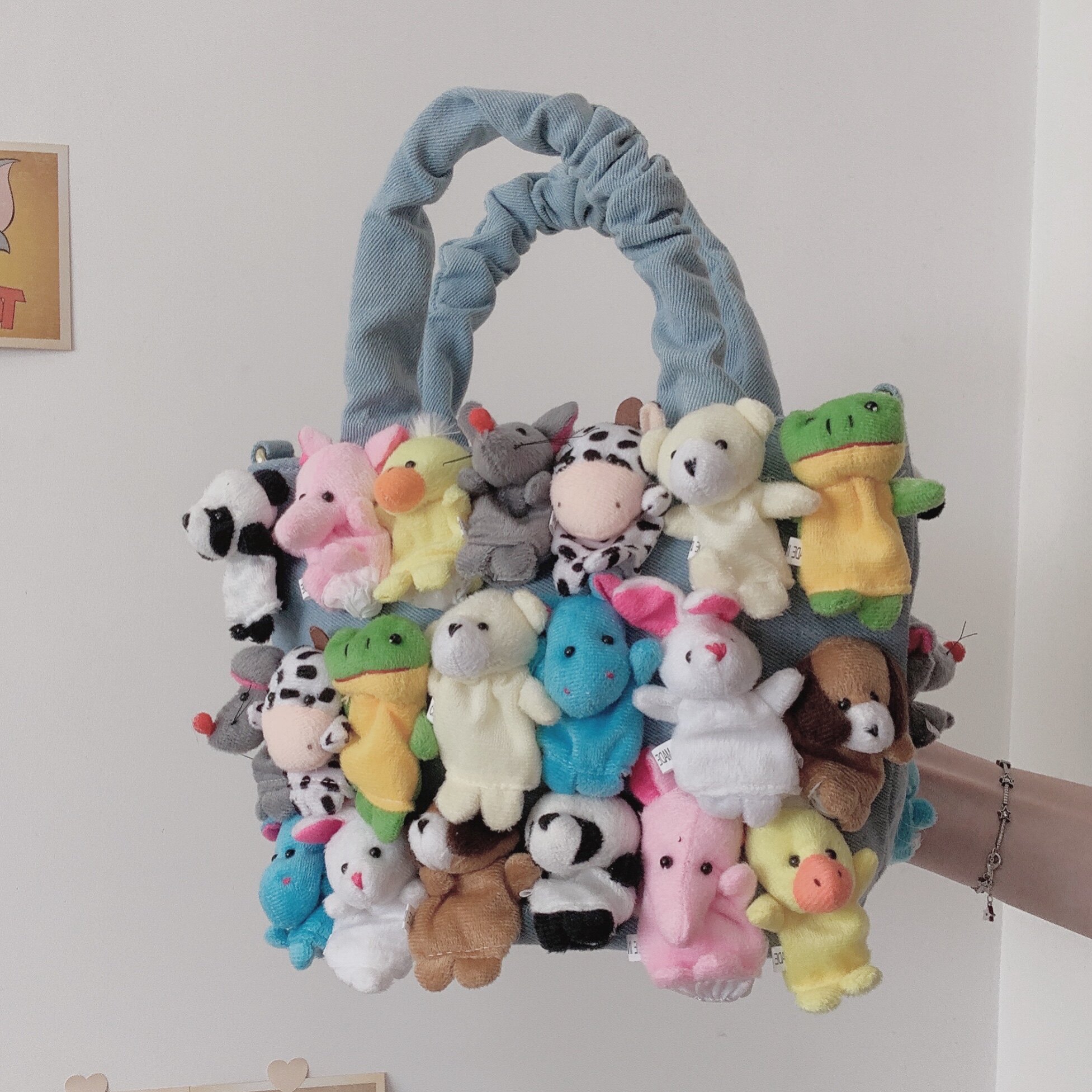 VATUO2021 new small crowdsourced cartoon bag Cowboy cute wind doll hand inclined satchel bag packets bag