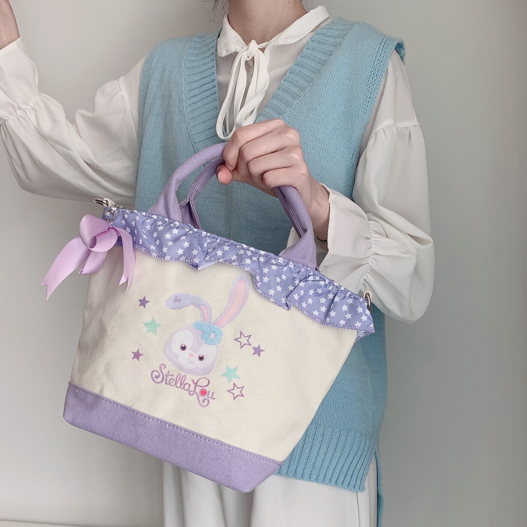 2021 New Star Delu Canvas Bag Purple Butterfly Jews Slipper Roundup Cute Day Shoulder Bag
