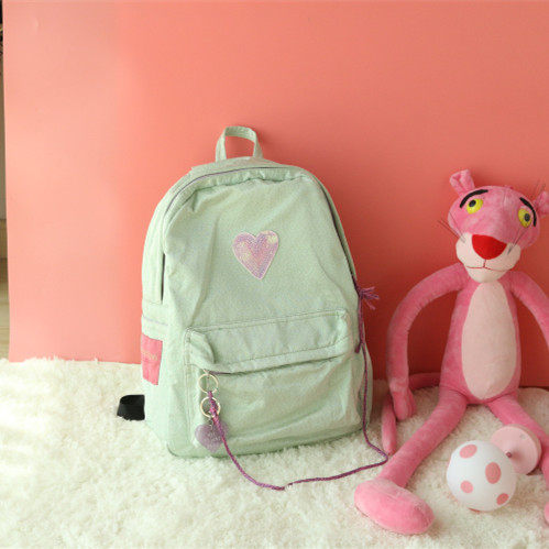 South Korea's new art bag small frescoed mint green cute heart type Korean version women's shoulder bag Double shoulder bag Shoulder Bag