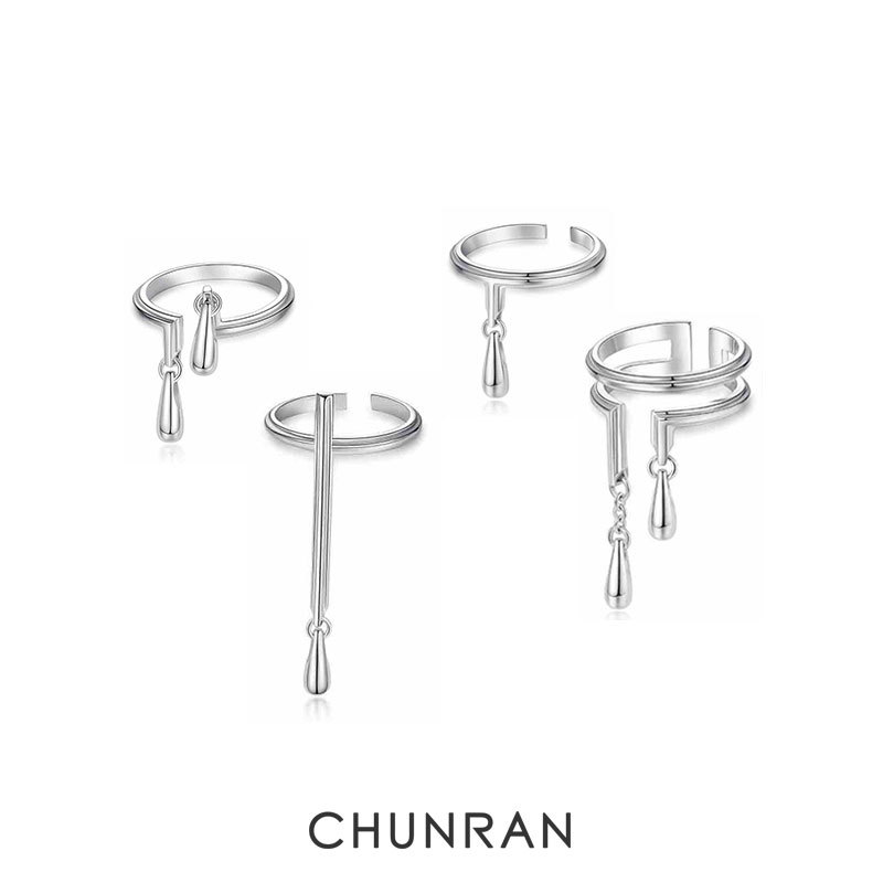 Chunran Thorn Series Water Drop Adjustable Ring, Unique Gift, Same Style as Chen Chusheng, 925 Silver