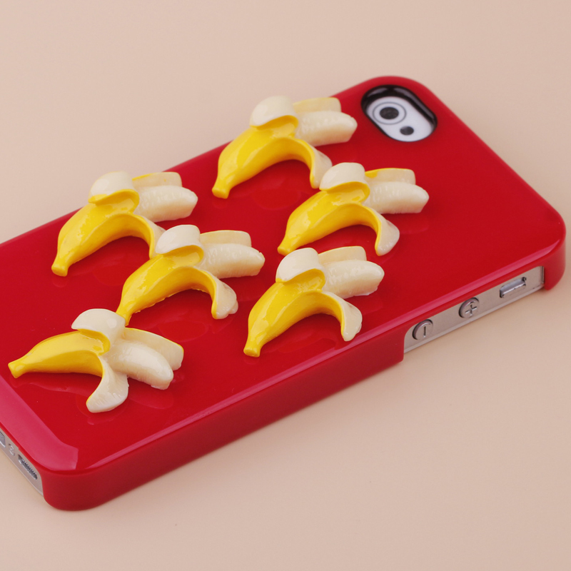 Mobile phone protective shell sticker diamond diy material simulation resin half flat bottom banana handmade hair accessories