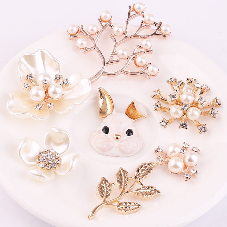 Pearl leaf alloy jewelry accessories diy mobile phone protective shell material Hand-affixed diamond rhinestone diy hair ornament material