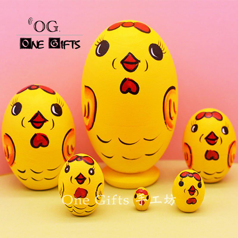 Russian 6 Floors Little Yellow Chicken Sets for Christmas Creative Handmade Gift Child Puzzle Doll Toys