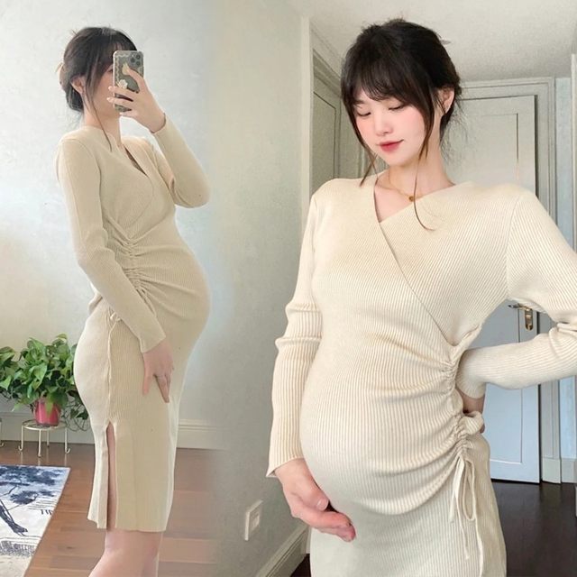 Maternity suit autumn and winter dress spring and autumn 2022 new sweater fashion knitted skirt trendy mother top