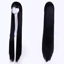 Wig woman Cosplay costume anime wig set 100cm1 meter pure black long straight hair woman natural super long hair cos