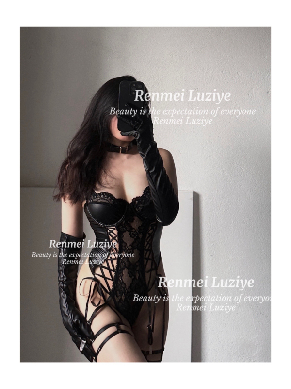 Renmeiluziye【Abstinence】Hot and Seductive Lace-Up Garter Belt, Naughty Leather Push-Up Sexy Bodysuit Renmeiluziye【Abstinence】Hot and Seductive Lace-Up Garter Belt, Naughty Leather Push-Up Sexy Bodysuit