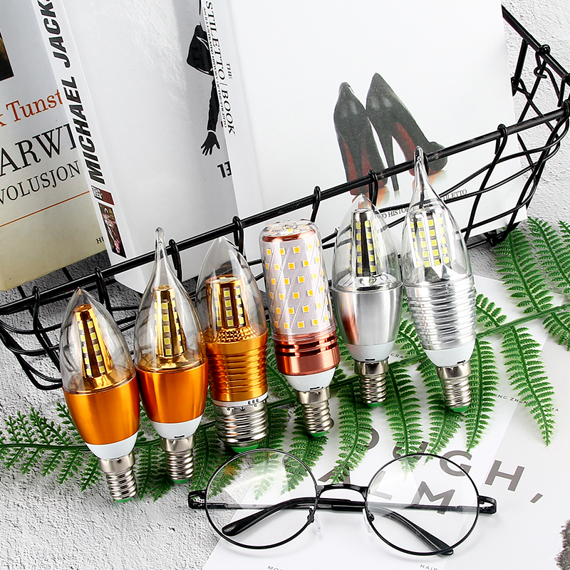 LED candle bulb e14 small screw e27 energy-saving bulb 5W7w9w12w pointed bubble pull tail crystal chandelier light source