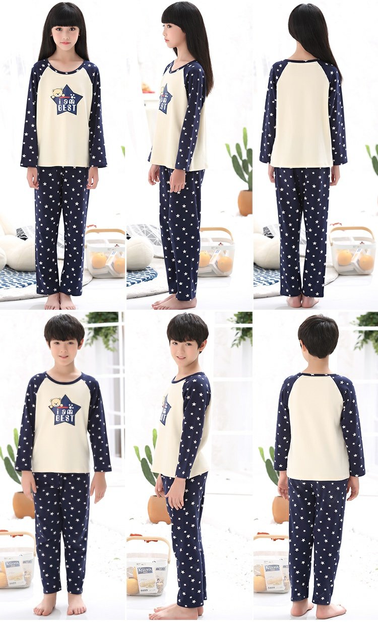 Bộ đồ ngủ mùa thu cho cha mẹ và trẻ em cotton dài tay của phụ nữ đồ ngủ nam