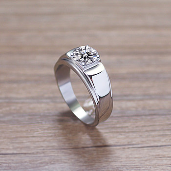 Men's platinum 1 carat diamond ring titanium steel