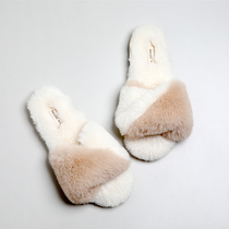  Autumn and winter new color rabbit velvet fish mouth waterproof non-slip indoor home slippers simple office casual slippers