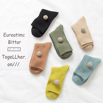 Autumn and winter new products Sen womens socks Korean version of gold silk ball socks retro womens pile socks mid-tube socks