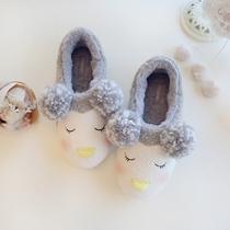  Autumn and winter new snowflake penguin couple bag heels shy penguin rubber soled home cotton shoes moon shoes