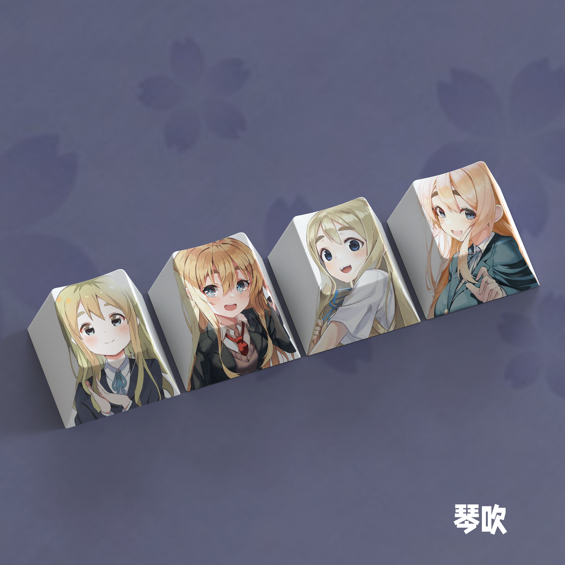 4 Keys/set K-ON Keycaps PBT Dye Sublimation Cartoon Anime Key Caps