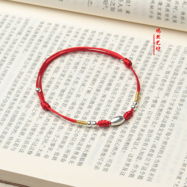 嫣然 艺 坊 990 chuyển bạc đầy đủ hạt vòng chân dây đỏ nam và nữ mẫu đôi chữ đỏ dây quà tặng năm nay lắc chân vàng PNJ