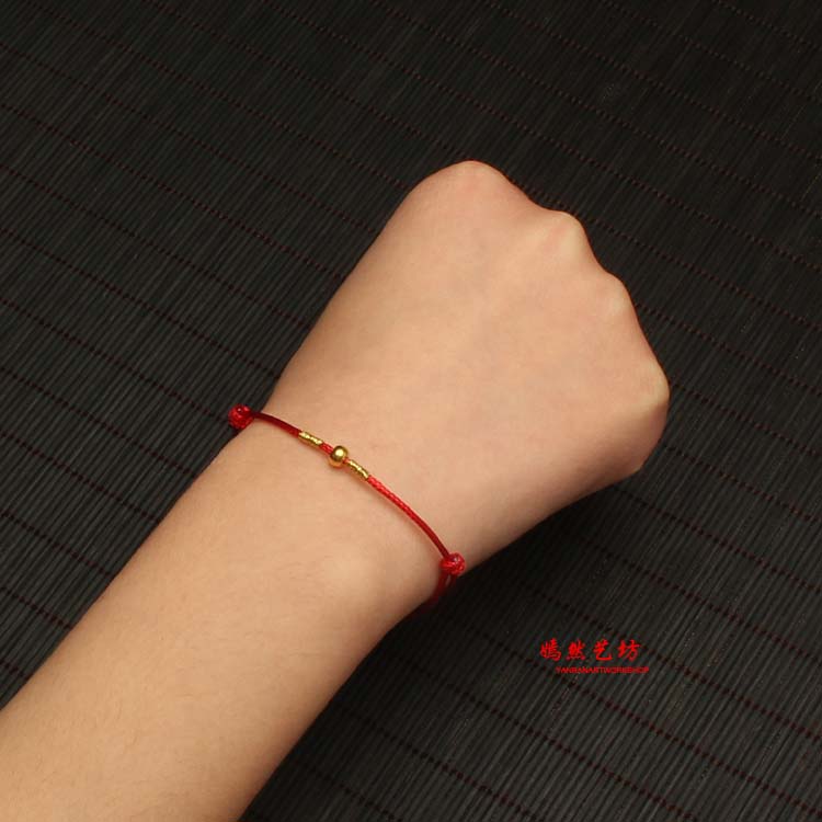 Khai trương 999 hạt vàng vòng tay dây đỏ 3D cộng với dây đeo tay cứng màu đỏ cô gái vòng đời siêu đẹp - Vòng chân phụ kiện thời trang nữ