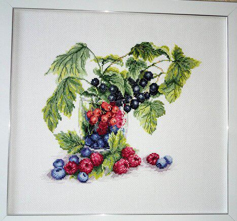 Cross stitch source file cup fruit series grape raspberry red fruit blueberry not approved